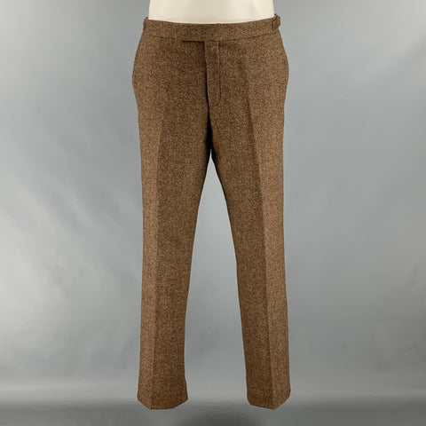 POLO by RALPH LAUREN Size 40 Brown Cream Nailhead Single breasted Suit