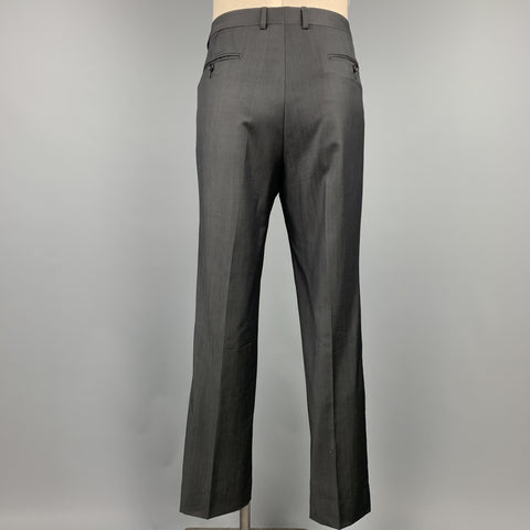 Z ZEGNA Size 44 Regular Charcoal Wool / Mohair Notch Lapel Suit