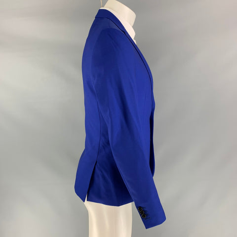 THE KOOPLES Size 36 Royal Blue Wool Notch Lapel Fitted Suit