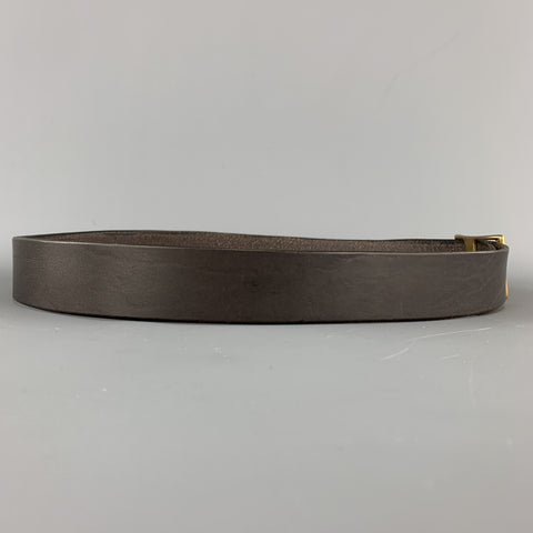 KIKA NY Size 32 Dark Brown Leather Brass Button Stud Buckle CONWAY Belt