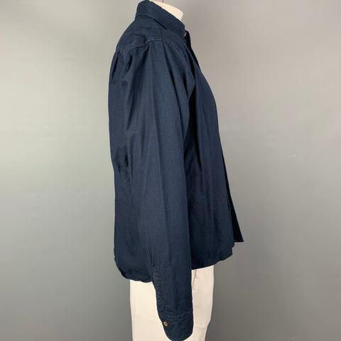 45rpm Size XL Indigo Cotton Button Down Long Sleeve Shirt