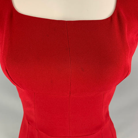 DOLCE & GABBANA Size 6 Red Viscose Blend Solid Sleeveless Mid-Calf Dress