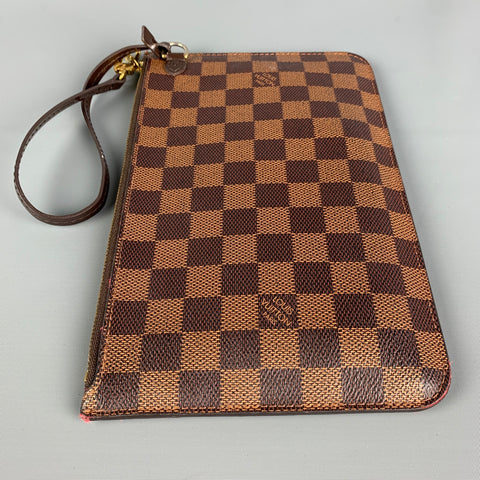 LOUIS VUITTON Brown Beige Damier Ebene Neverfull MM HM Pochette