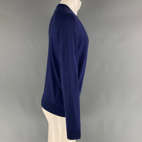 LOUIS VUITTON Size M Blue Knitted Wool  Silk Crew-Neck Pullover