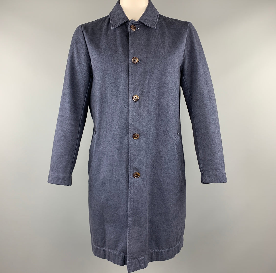 S.K.U. Size L Navy Solid Cotton Buttoned Coat