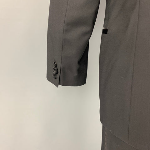 BOSS by HUGO BOSS Size 40 Black Virgin Wool Single Button Tuxedo Suit