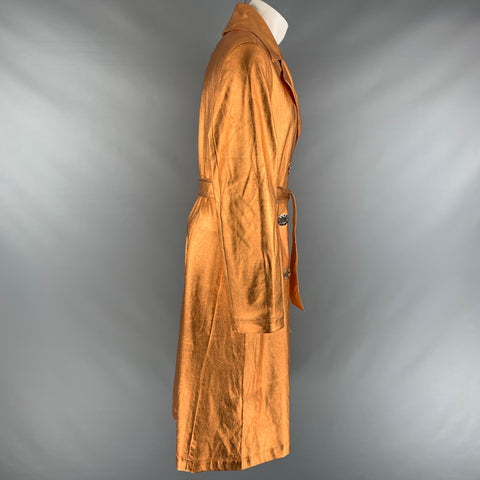 SIMON MILLER Size L Copper Faux Leather Metallic Trench Coat