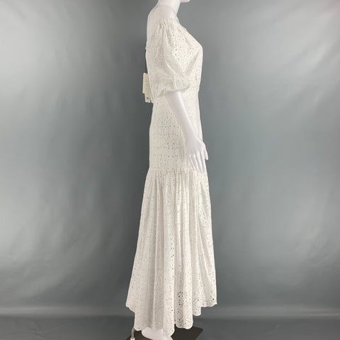 VERONICA BEARD Size 4 White Cotton Eyelet Short Sleeve Long Dress