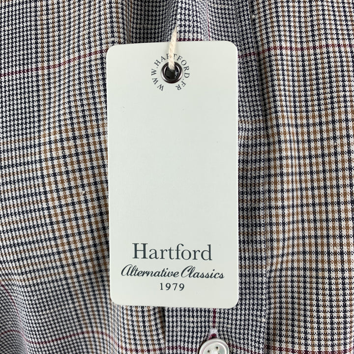 HARTFORD Size S White & Navy Glenplaid Cotton Button Up Long Sleeve Shirt