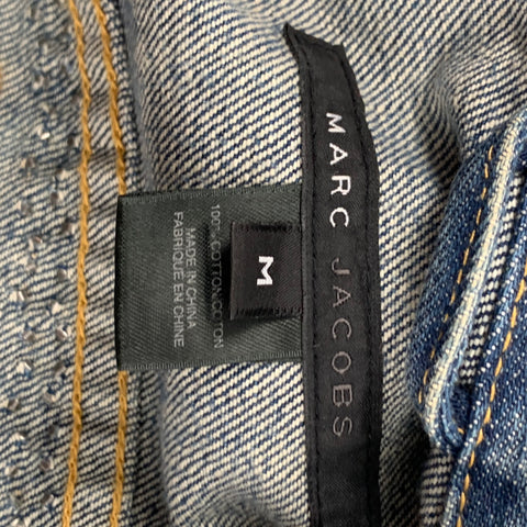 MARC JACOBS Size M Indigo Denim Studded Biker Smashing Starlets Jacket