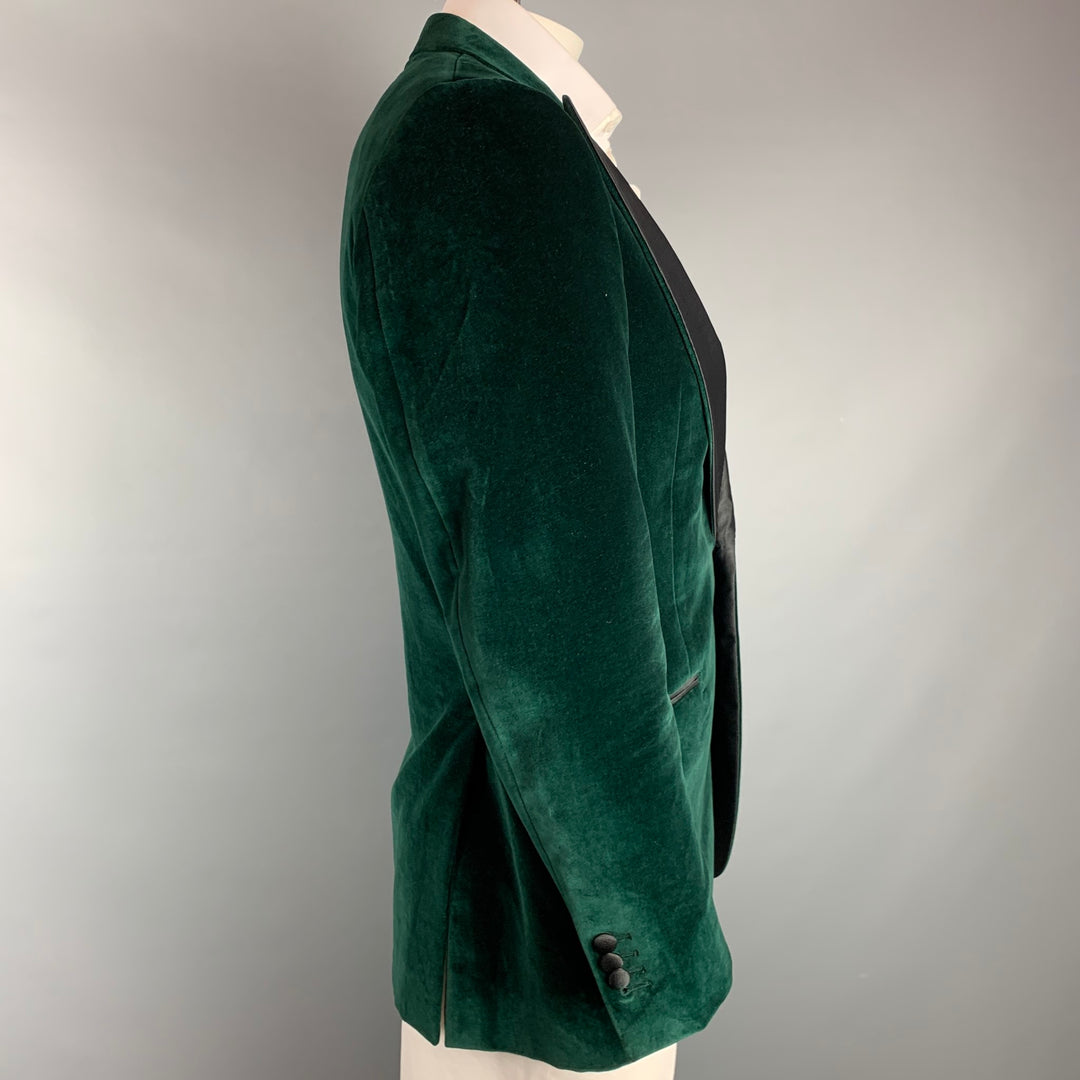 SUIT SUPPLY Manteau de sport à revers en coton velours vert et noir taille 40