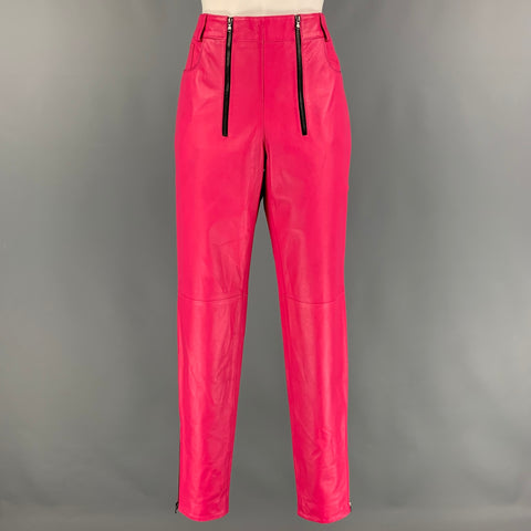 MARCELL VON BERLIN Talla 6 Pantalones casuales cónicos de piel de cordero de cuero negro rosa