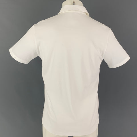LA PERLA Size M White Cotton Hidden Placket Polo