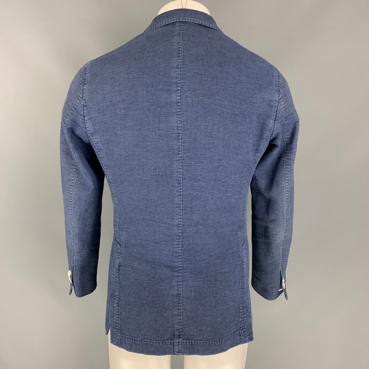 BOGLIOLI Size 34 Blue Cotton Single Breasted Sport Coat