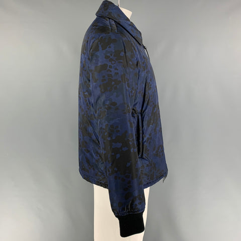 BURBERRY PRORSUM Fall 2015 Size L Navy Blue Camo Polyamide Zip Up Jacket