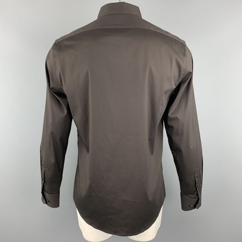 THEORY Size L Black Cotton Blend Button Up Long Sleeve Shirt