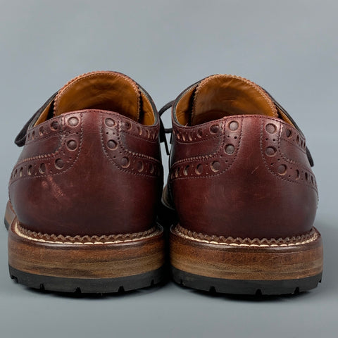 LOUIS VUITTON Size 12 Brown Perforated Leather Wingtip Lace Up Shoes