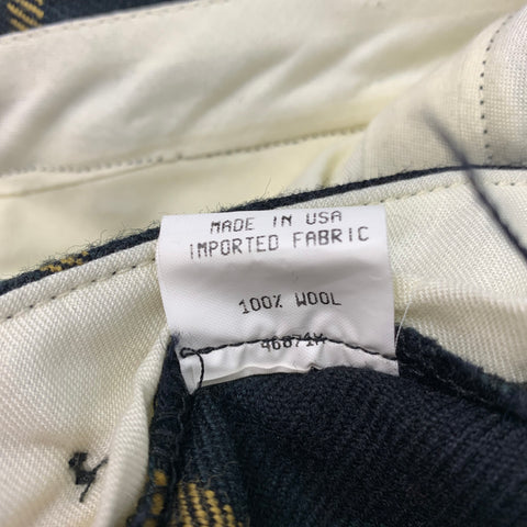 RRL by RALPH LAUREN Size 32 Navy & Black Green Blackwatch Plaid Wool Dress Pants