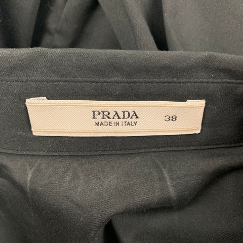 PRADA Size 2 Black Brown Cotton Nylon Blouse