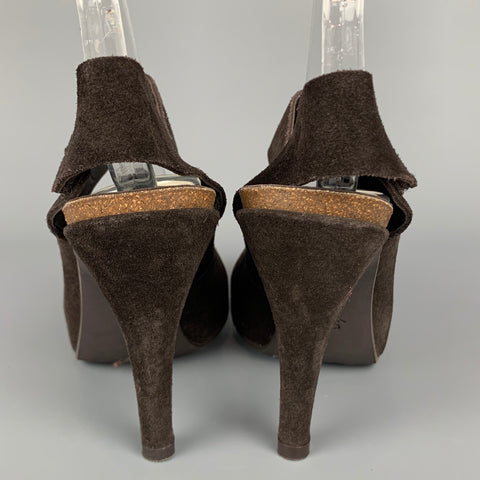 PEDRO GARCIA Size 6 Brown Suede Platform Sandals