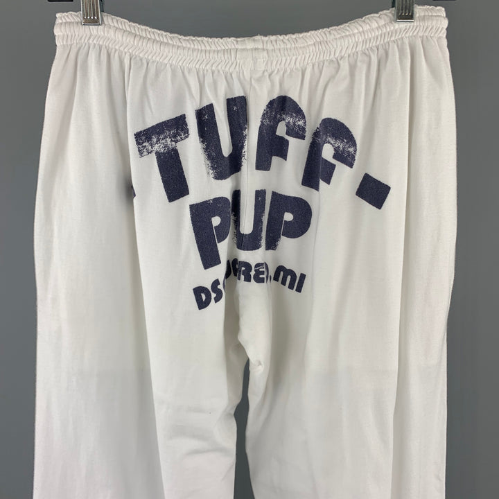 DSQUARED2 Size 30 Tuff Pup White Cotton Graphic Sweatpants