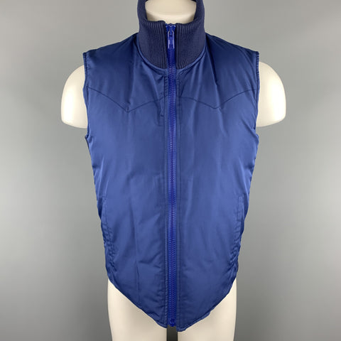 MARC JACOBS Chaleco con cremallera y cuello alto acanalado acolchado azul marino Talla 38