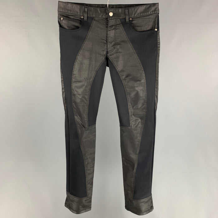 VERSACE COLLECTION Size 34 Black Mixed Materials Cotton Blend Casual Pants