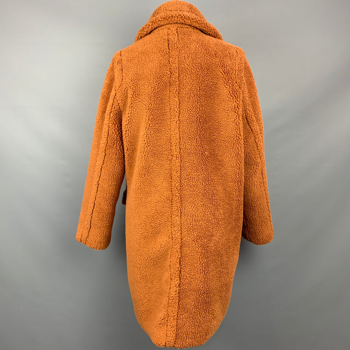 ADRIENNE LANDAU Size M Brown Polyester Textured Faux Fur Coat