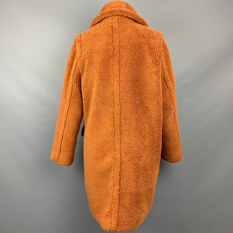 ADRIENNE LANDAU Size M Brown Polyester Textured Faux Fur Coat