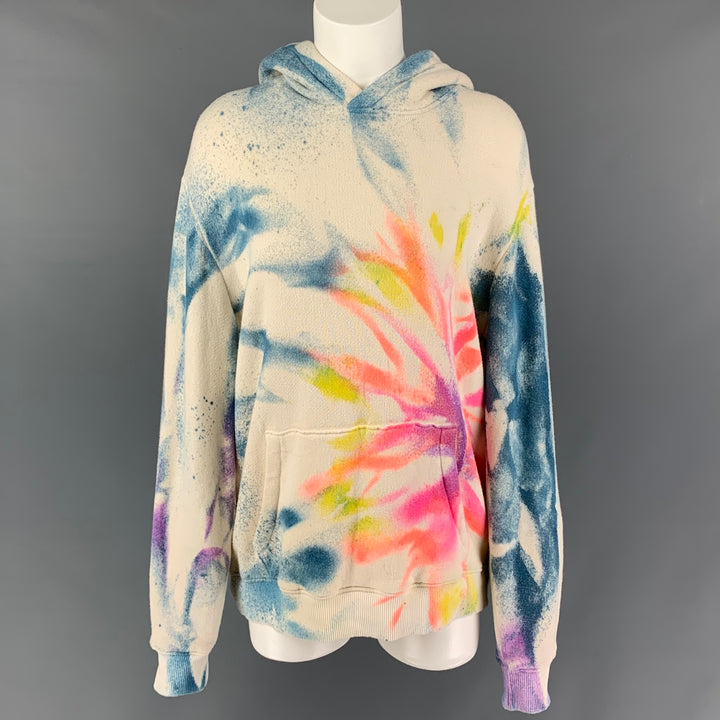 THE ELDER STATESMAN Size S Cream Multi-Color Tie Dye Hoodie Sweatshirt