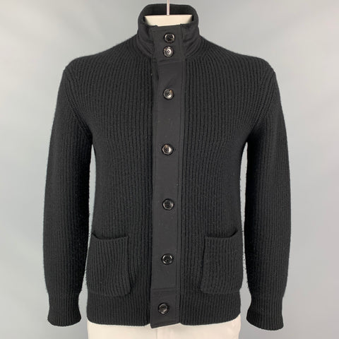 TSE Size L Black Knit Cashmere Buttoned Cardigan