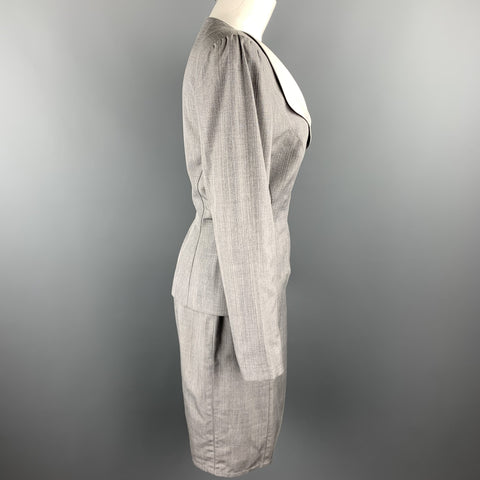 THIERRY MUGLER Size 8 Grey Wool Blend Skirt Set