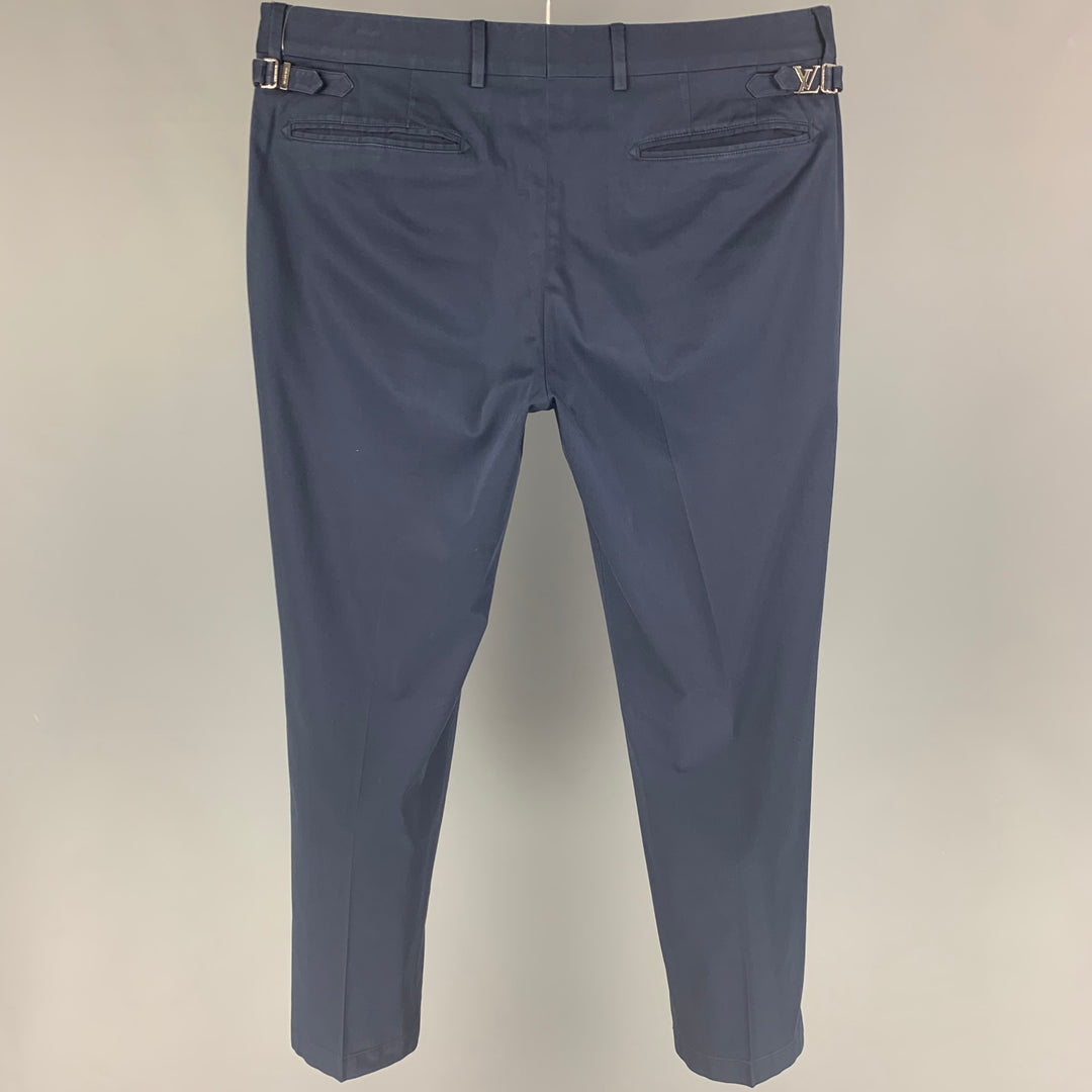 LOUIS VUITTON FW 2016 Size 34 Navy Blue Cotton Flat Front Dress Pants