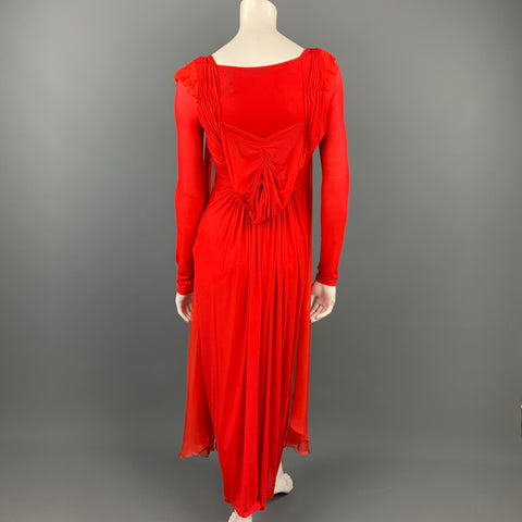 DONNA KARAN Vestido de noche drapeado en mezcla de cupro rojo talla XS