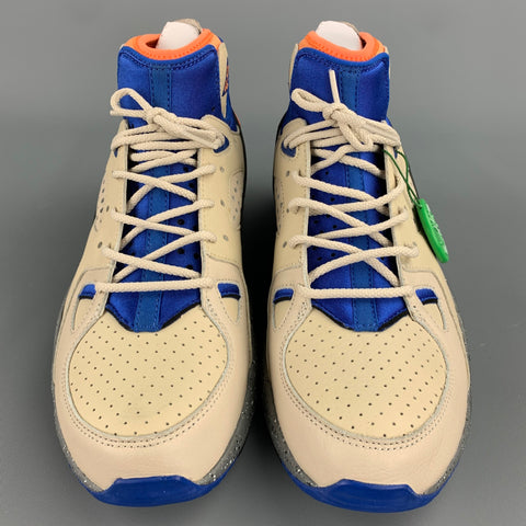 Nike Air Mowabb ACG Rattan Birch Size 10 Beige & Blue Leather High Top Sneakers