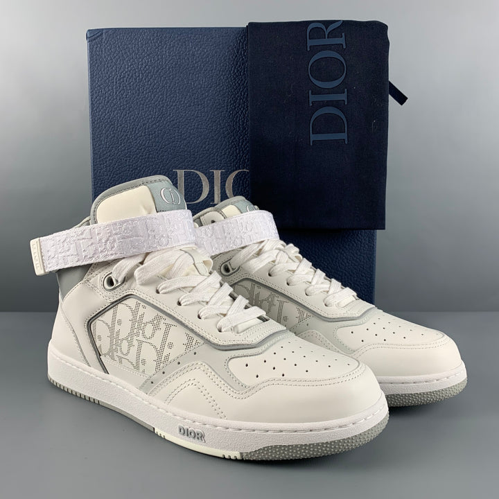 Dior Gray and White High-Top Sneakers with Logo Accent Dior High-Top Sneakers - Runway Catalog main image 4
