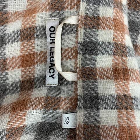 OUR LEGACY Size 42 Beige & Tan Checkered Alpaca / Wool Long Sleeve Shirt