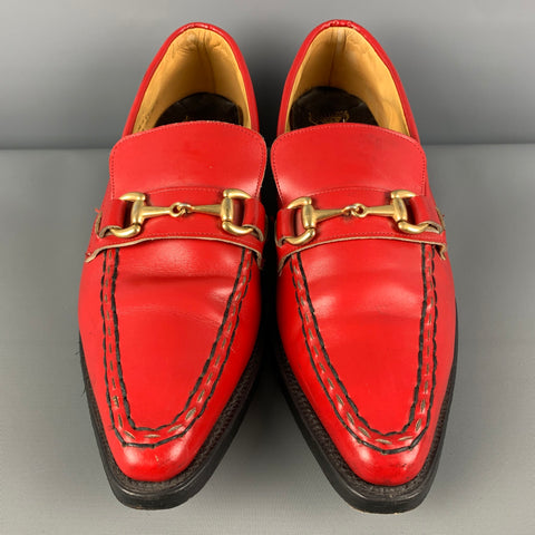 JOHN FLUEVOG Size 10 Red Leather Horsebit Loafers
