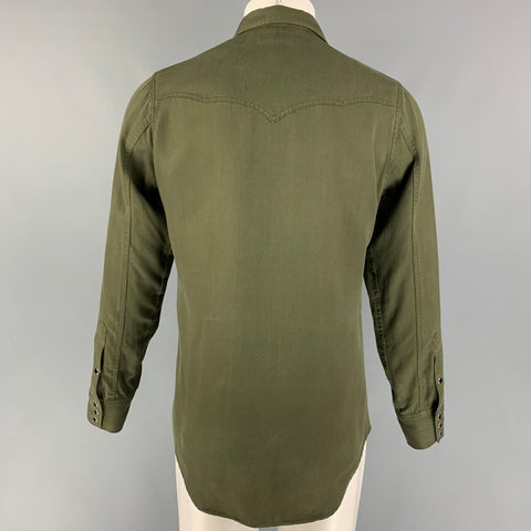 SAINT LAURENT Size S Olive Western Long Sleeve Shirt