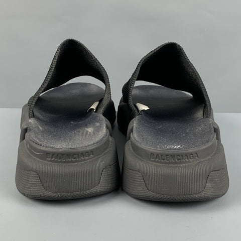 BALENCIAGA Size 8 Black Fabric Slip On Sandals