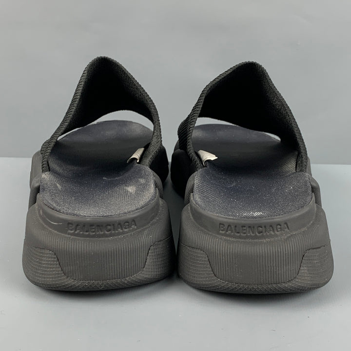 BALENCIAGA Size 8 Black Fabric Slip On Sandals