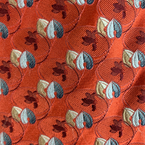 ERMENEGILDO ZEGNA Red Grey Leaves Silk Tie