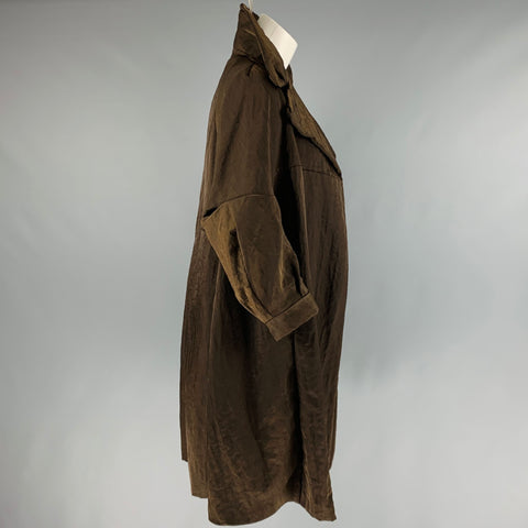MARNI Size 4 Brown Nylon Open Front Jacket