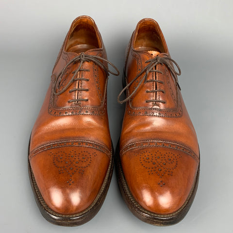 ALDEN 911 Taille 15 Chaussures à lacets en cuir perforé cognac marron