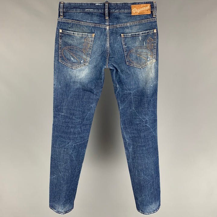 DSQUARED2 Size 32 Blue Distressed Button Fly Jeans