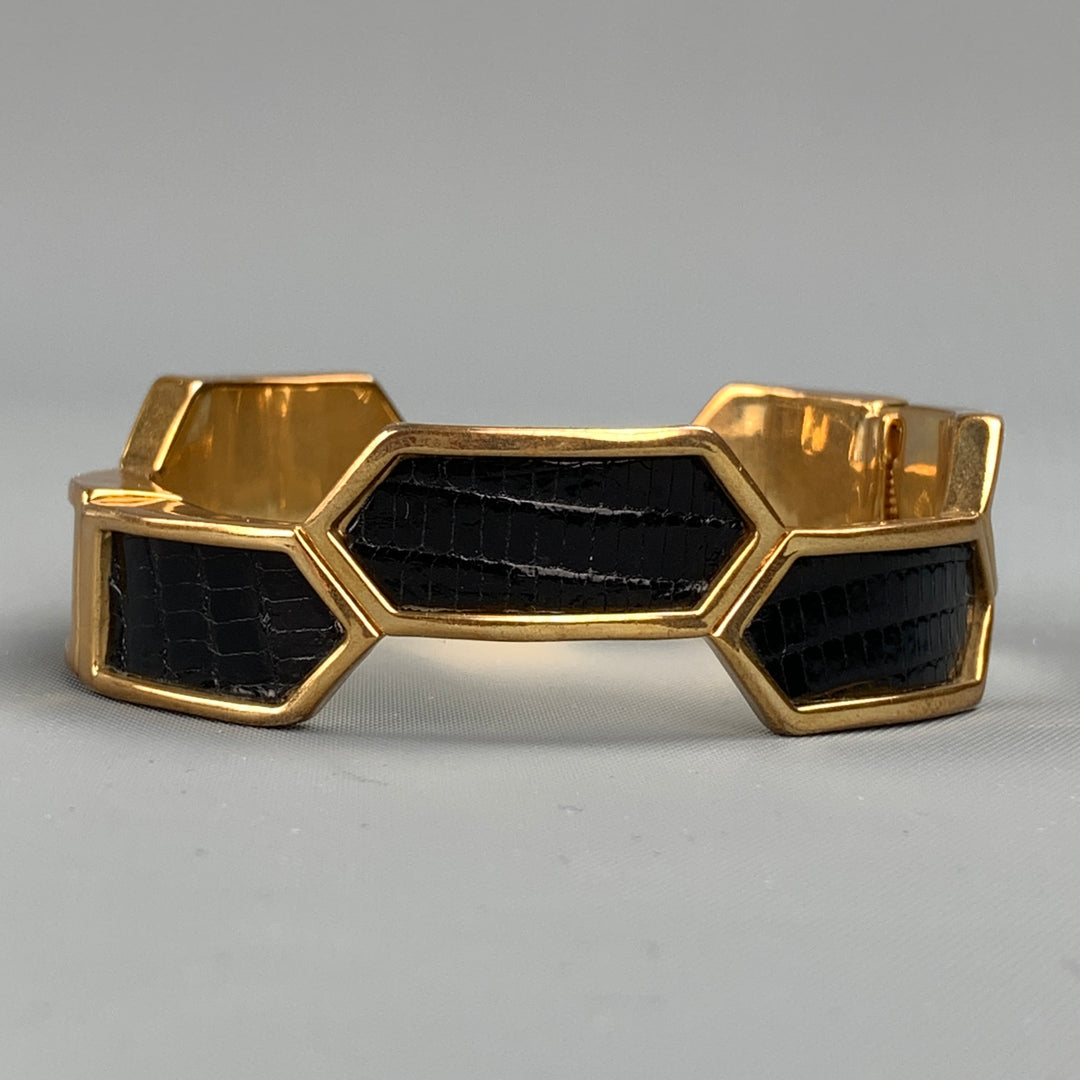 KARA ROSS Gold & Black Metal Magnetic Bracelet