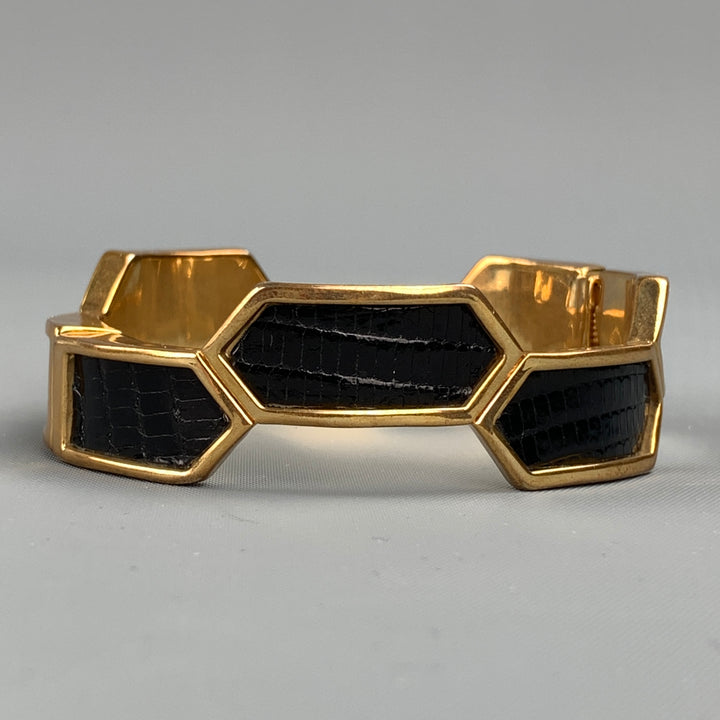 KARA ROSS Gold & Black Metal Magnetic Bracelet