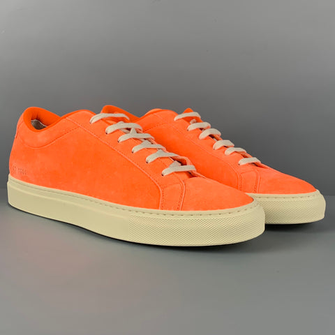 COMMON PROJECTS Size 10 Neon Orange Suede Sneakers