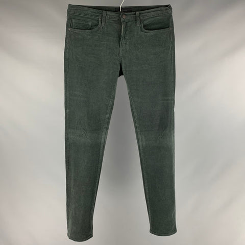 J BRAND Pantalon décontracté en velours côtelé et coton mélangé vert, taille 34, devant plat