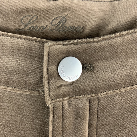 LORO PIANA Size 12 Taupe Cotton / Elastane  Dress Pants